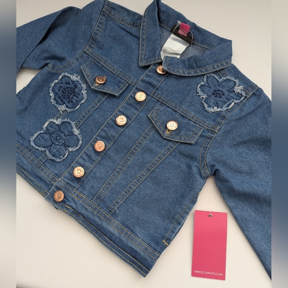 NWT Vince Camuto Kids (Sz 4) Jean Jacket w/Floral & Gold Accents & Side Pockets - Picture 10 of 11